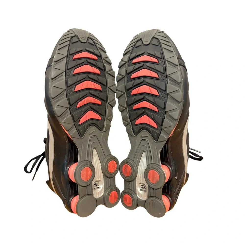 Nike Shox Junior Black Metallic Silver Solar Red Running Shoes 454339-016 Sz 8.5